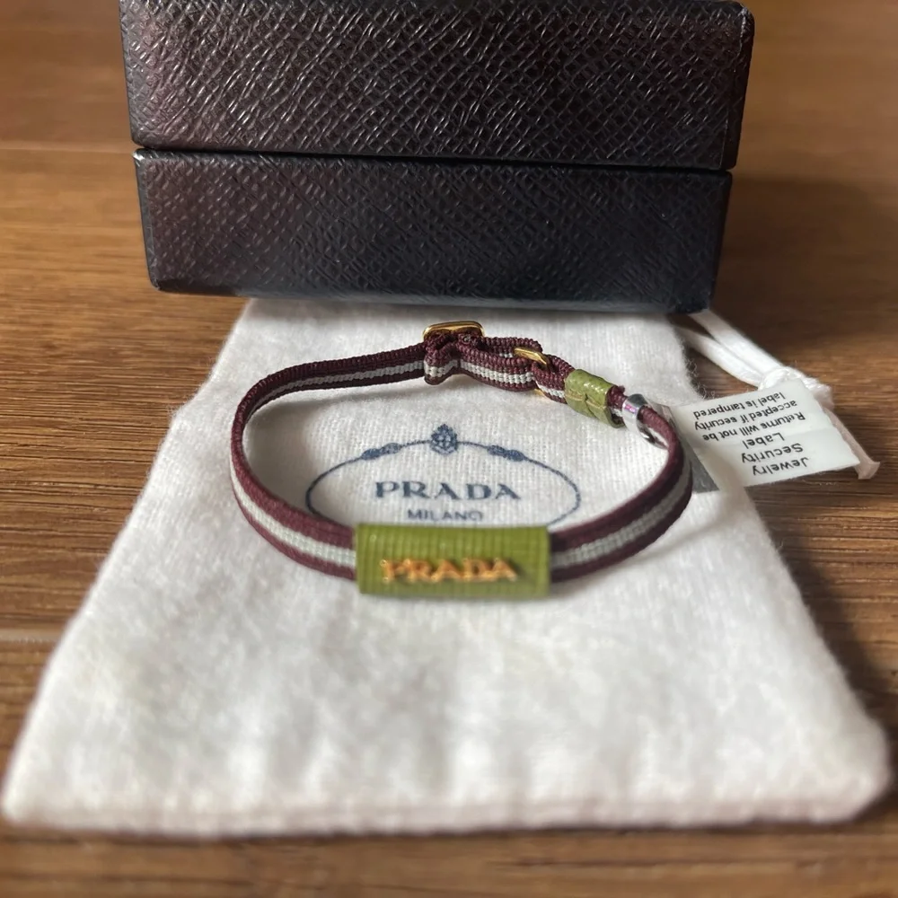 PRADA-AUTHENTIC (Preloved) Elastic And Leather Bracelet - Picture 3 of 13